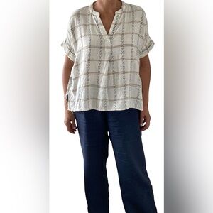 Linen blend Madewell relaxed fit top EUC Size M